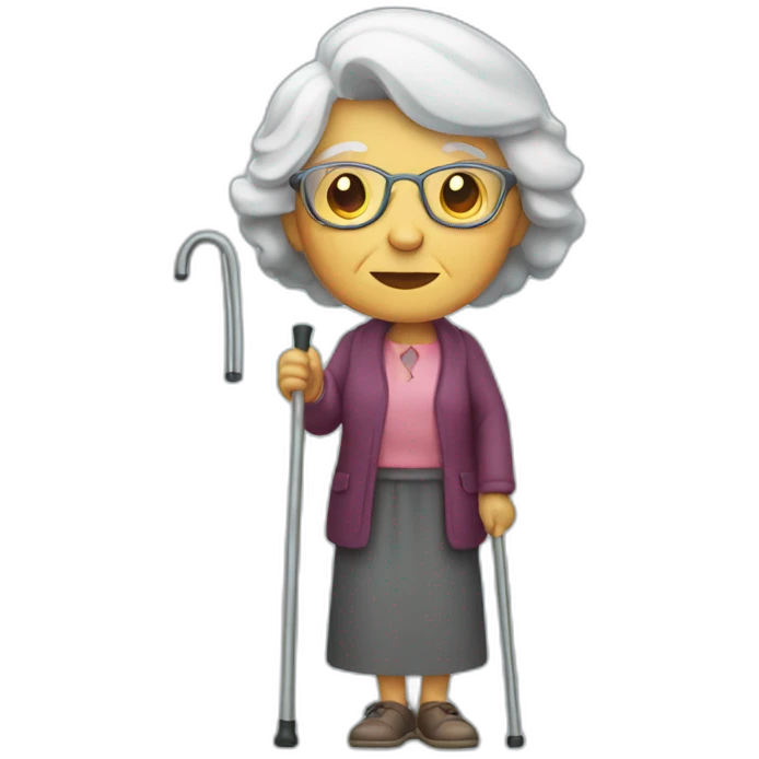 Old woman with crutch emoji
