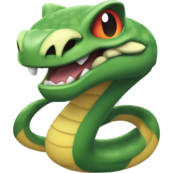 emoji styled in the design of iOS emojis, inspired by Seviper from Pokémon. The emoji should feature a fierce and venomous expression, with sharp fangs and piercing eyes.  emoji