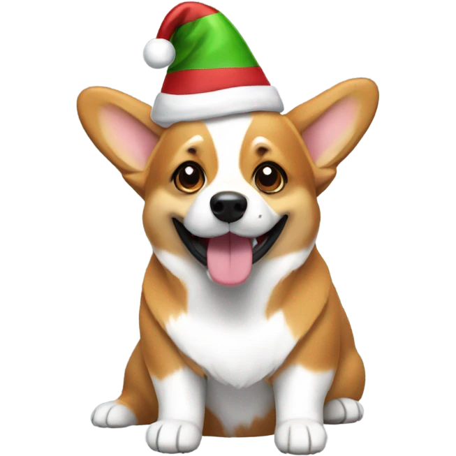 a corgi in a Christmas hat emoji