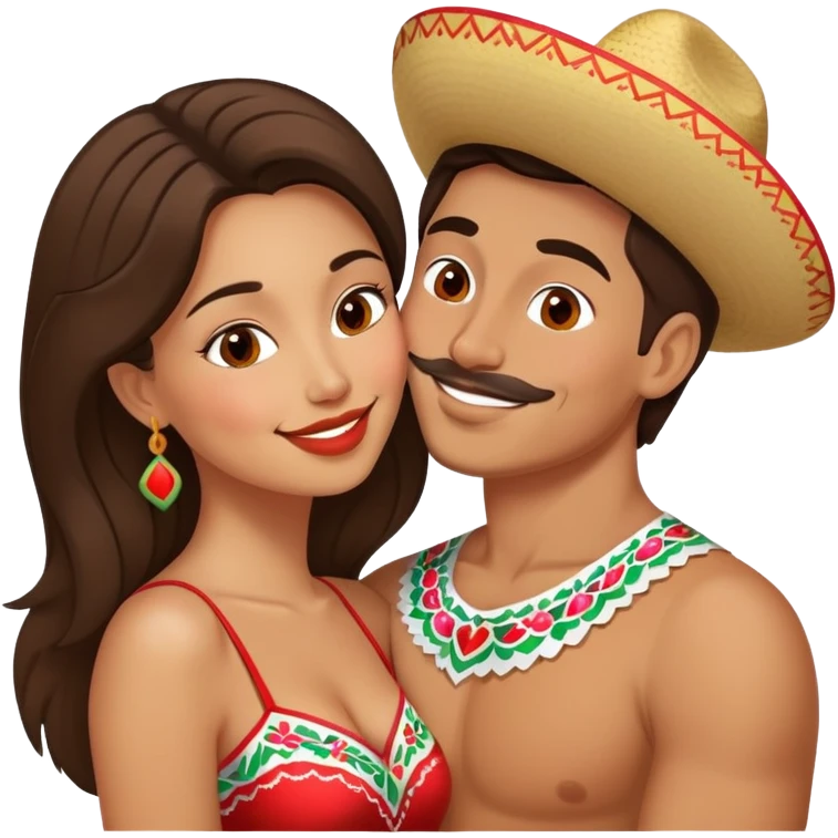 Russian and Mexican couple kissing emoji
