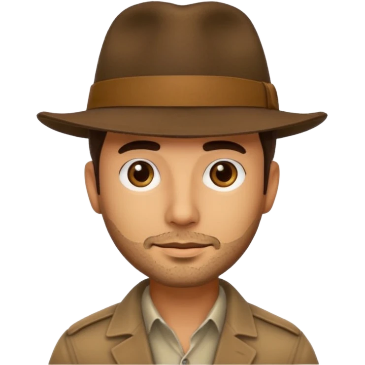 Man with stubble and olive skin wearing a brown fedora emoji