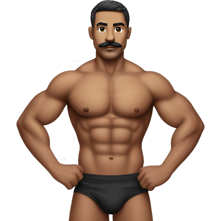 Muscular gay man with mustache bikini realistic emoji