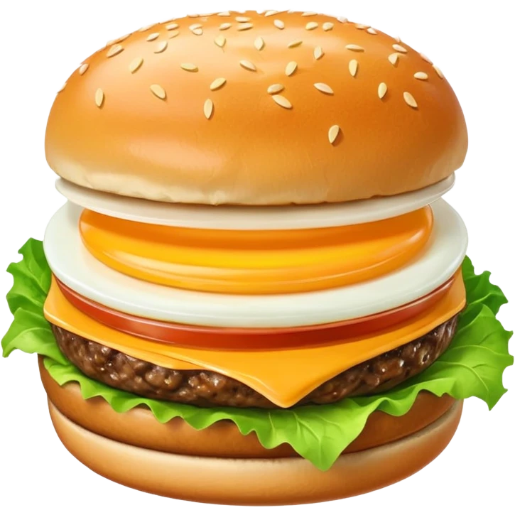 hamburger with cheese, eggs, and lettuce, no tomatoes emoji