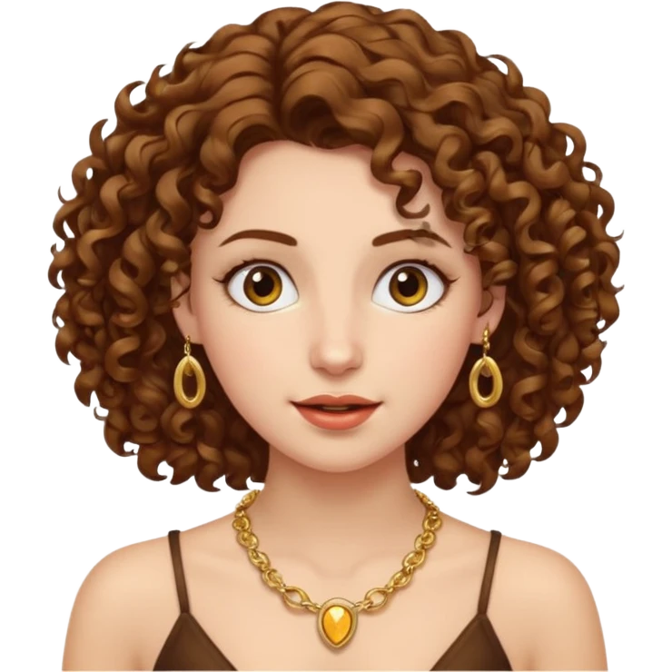 Female with Gold Necklace, fair skin,curly hair, different expressions. emoji