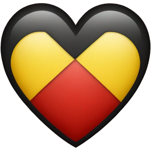 Heart with black on the top half and red on the bottom half and yellow circle  emoji