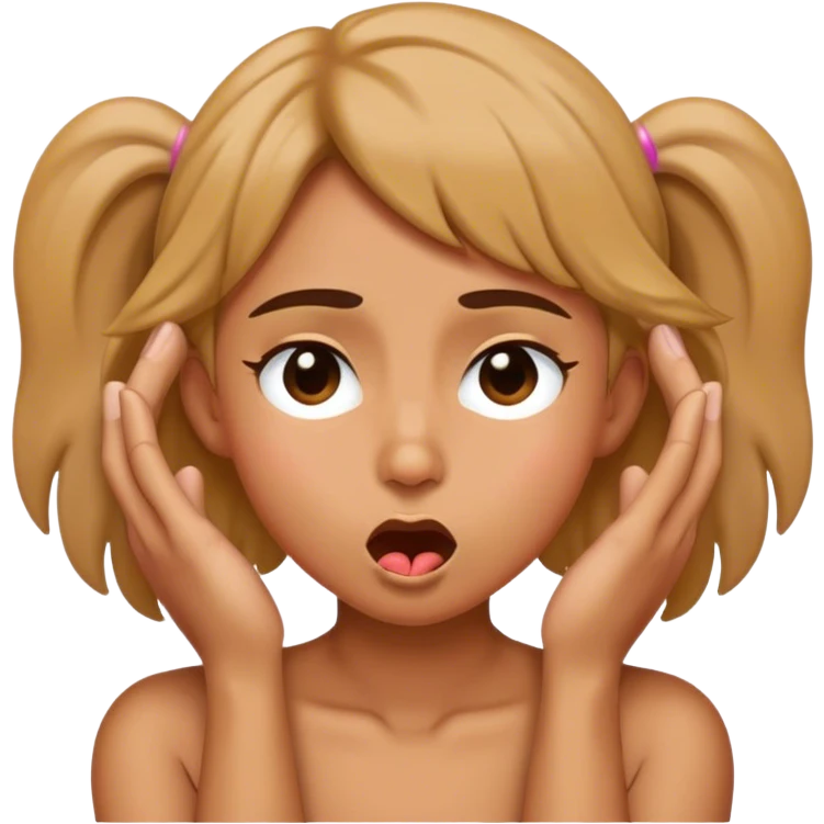 pushing hair behind ears and making kissy face emoji