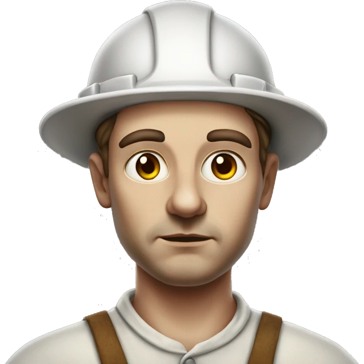 Photorealistic serious white skin Factory worker XVII century emoji