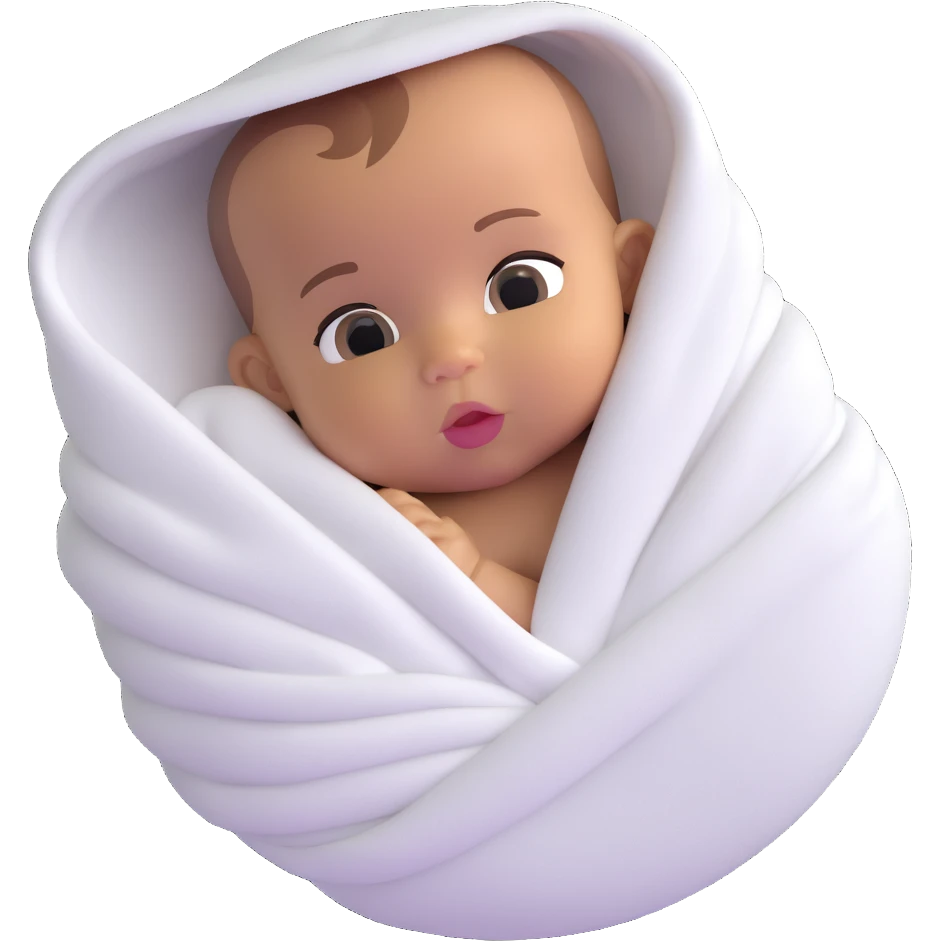 tanned baby swaddled in a white blanket emoji