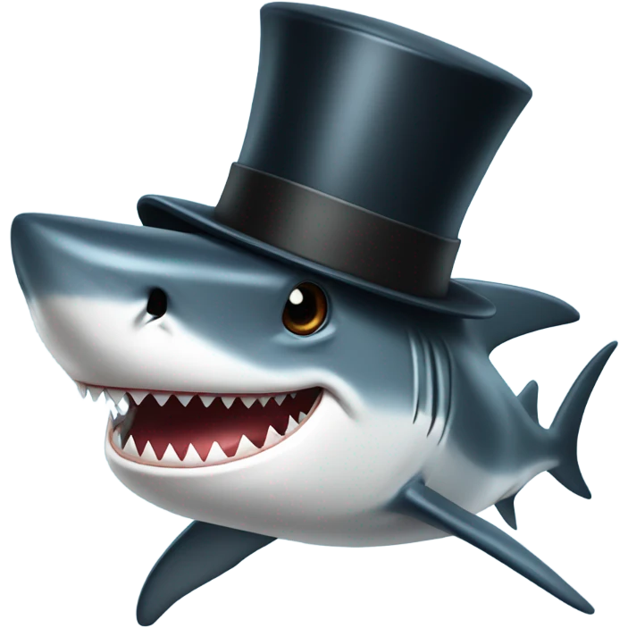 Shark with a top hat emoji