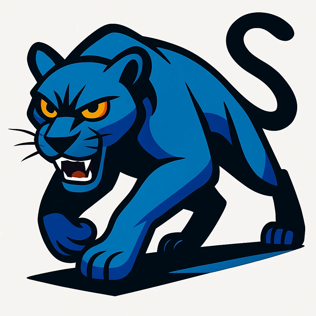 Add a solid white background behind the blue panther, keep the rest unchanged. emoji