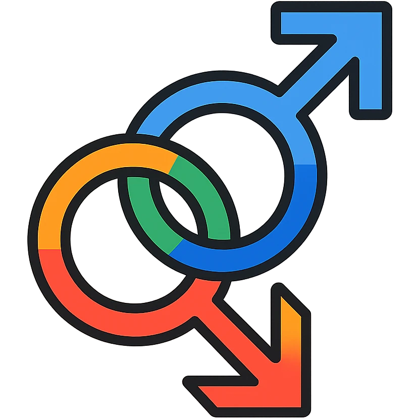 gay pride two interlocked male symbols, rainbow colors, clean and modern emoji