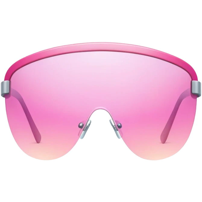 pink shield visor glasses with subtle gradient effect, frameless Y2K style emoji