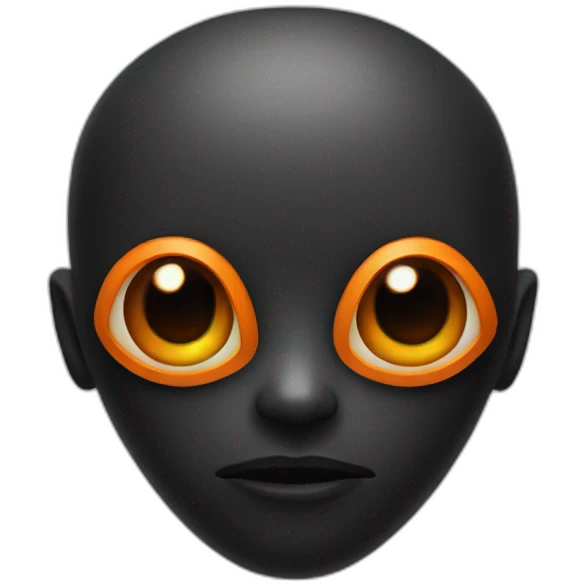face alien black with orange details emoji