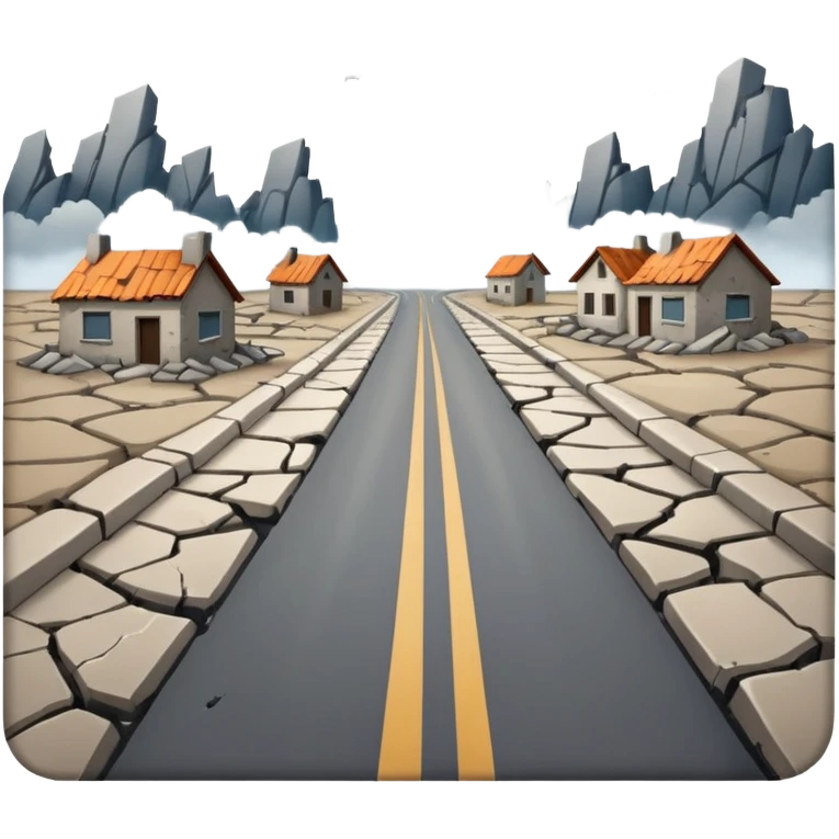 ruined town with horizontal destroyed road emoji