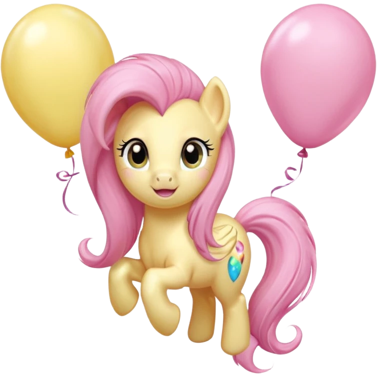 fluttershy mlp pastel balloons floating above its mane. emoji