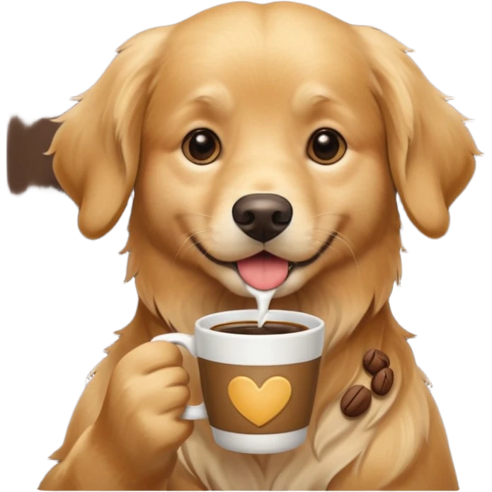 Golden retriever drinking coffee emoji