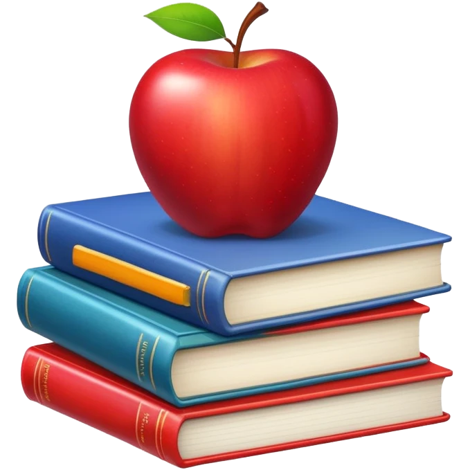 A stack of textbooks with an apple on top emoji