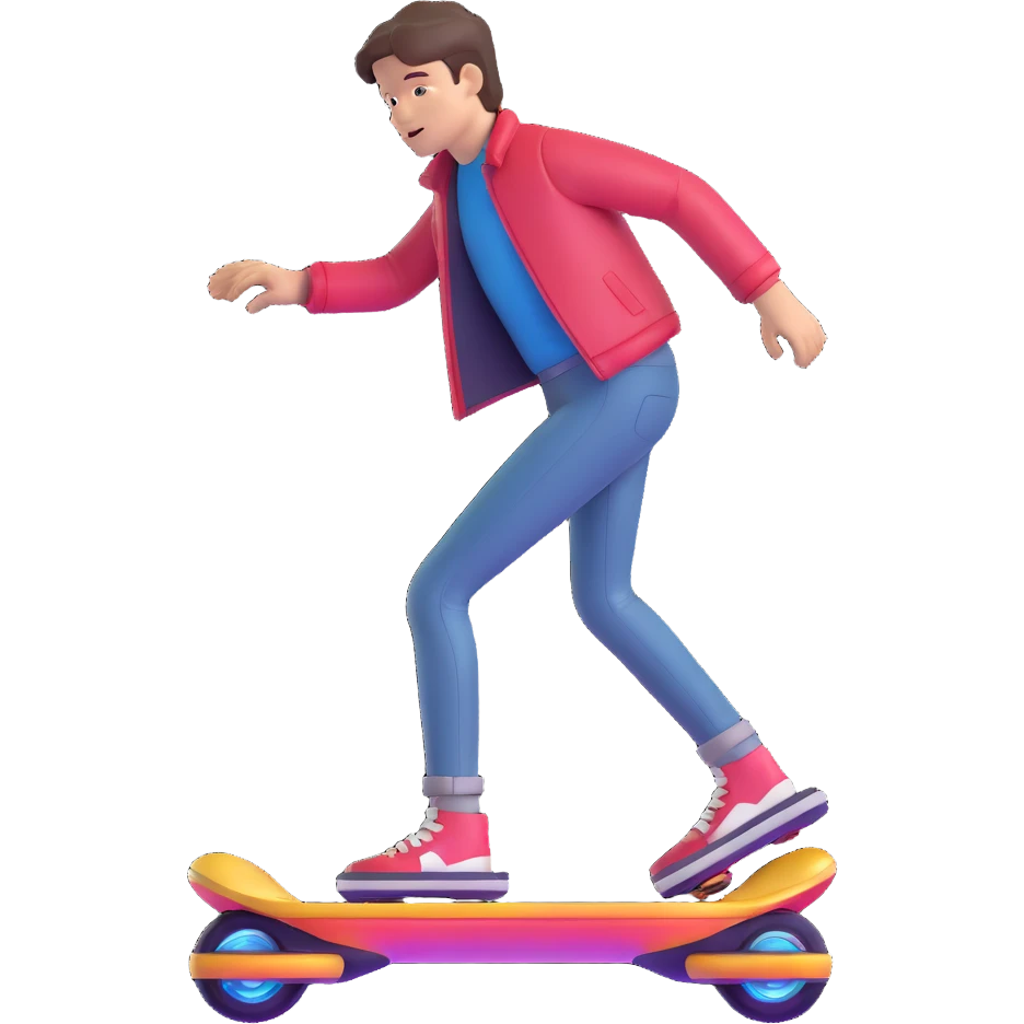 Marty McFly with hoverboard emoji