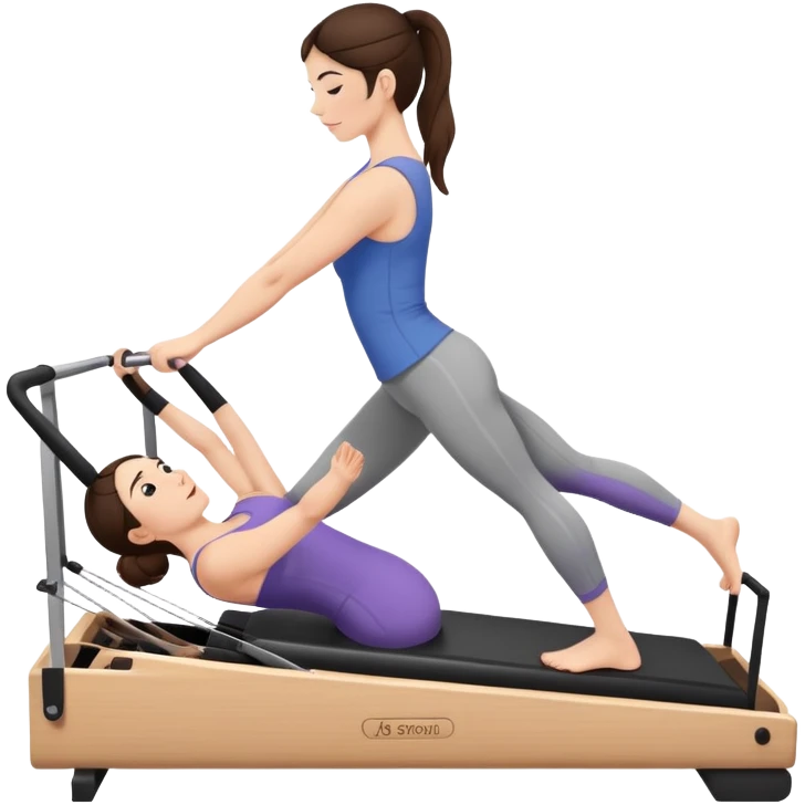 Brunette girl doing reformer Pilates emoji