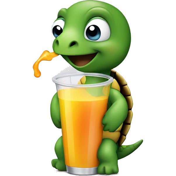 a turtle drinking a juice box emoji