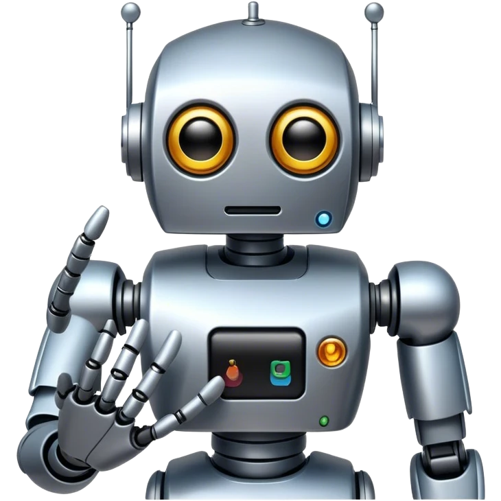 a robot painting emoji