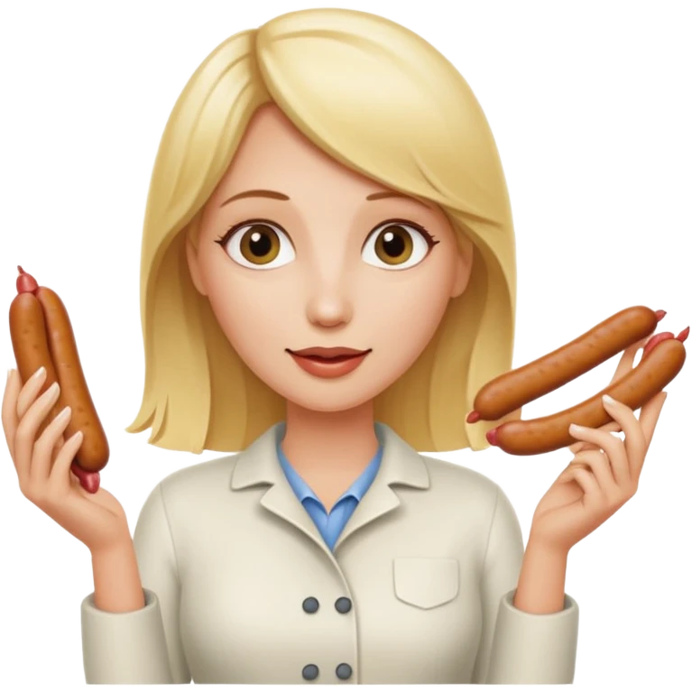 Naked blonde with both hands holding weiner emoji