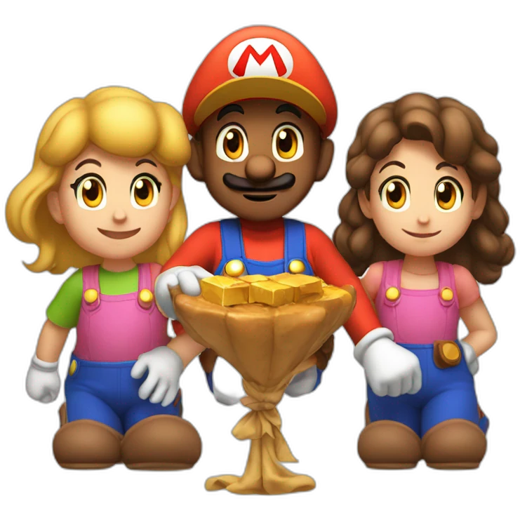 Four children playing super Mario wonder emoji