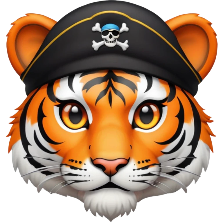 pirate tiger face with eye patch and captain hat for Twitch emote emoji