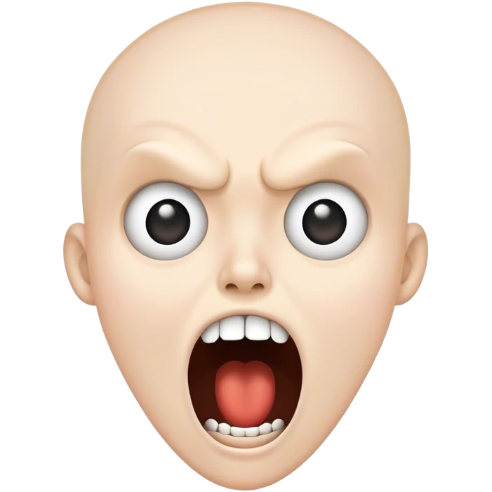 A short stick figure with mad eyes screaming emoji