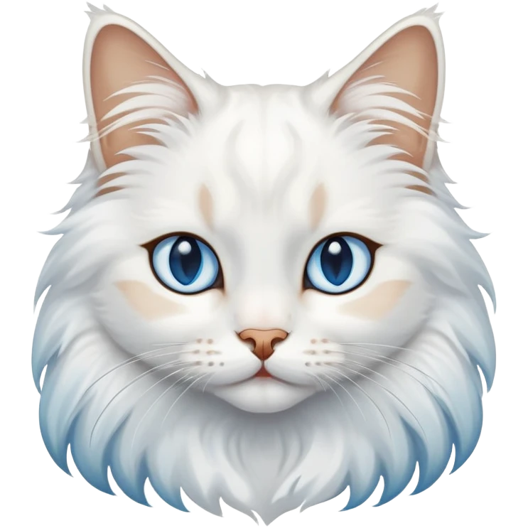 Long haired white cat with tan and black marks and blue eyes  emoji