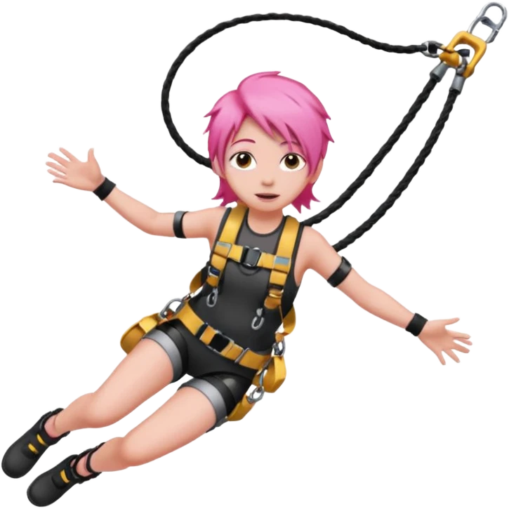 bungee jumping face with earrings pink hair flying away bungee jumo emoji