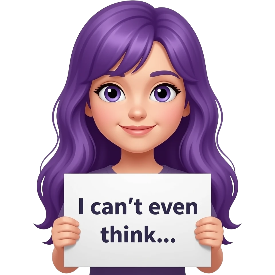 girl with long purple hair with a I can't even think... sign emoji