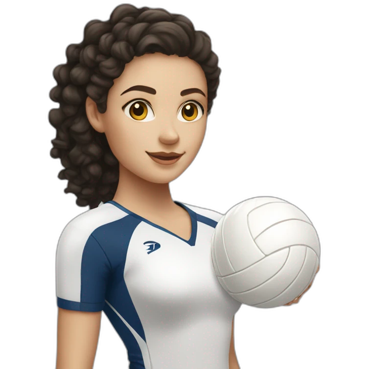 white girl whith dark curly hair playing volleyball emoji