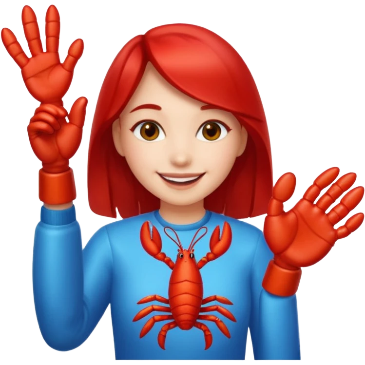 a lobster claw high five a girl emoji emoji