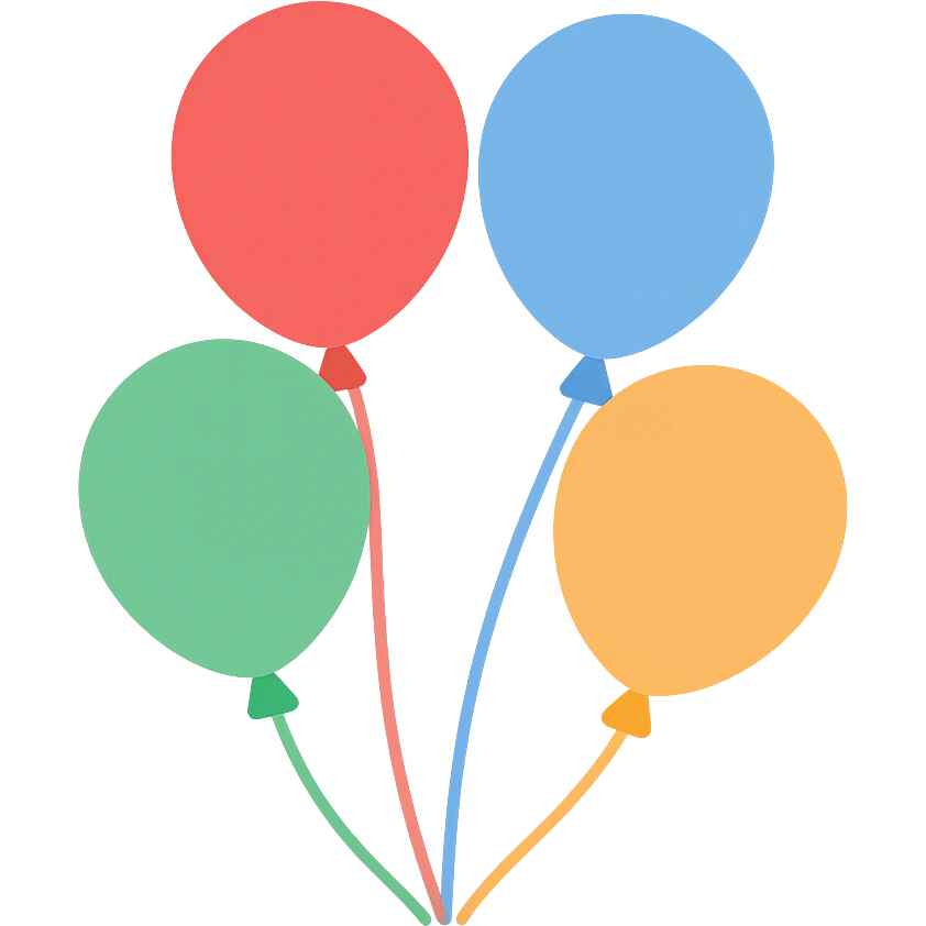 a bunch of colorful balloons, simple and cheerful emoji