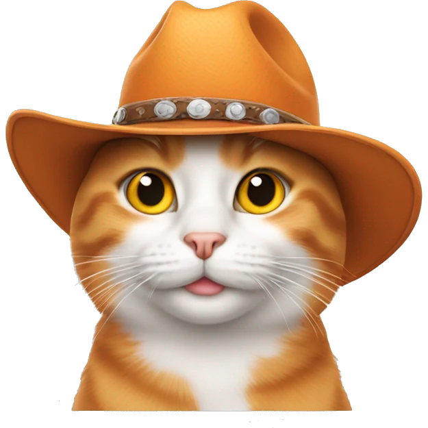 orange and white cat wearing a cowboy hat emoji
