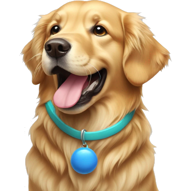 A golden retriever with A toy in its mouth  emoji