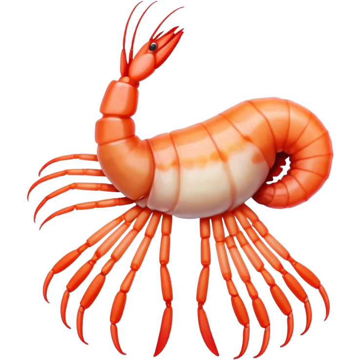 a body where the top half is a shrimp and the bottom half is a goat's legs and hooves emoji