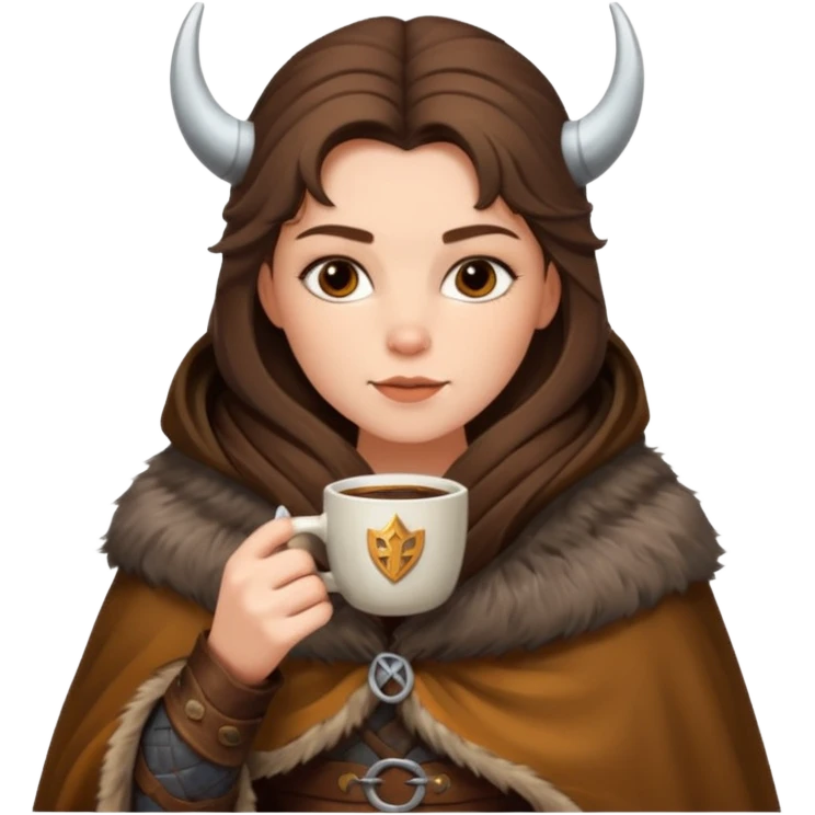 viking brunette woman drinking coffee emoji
