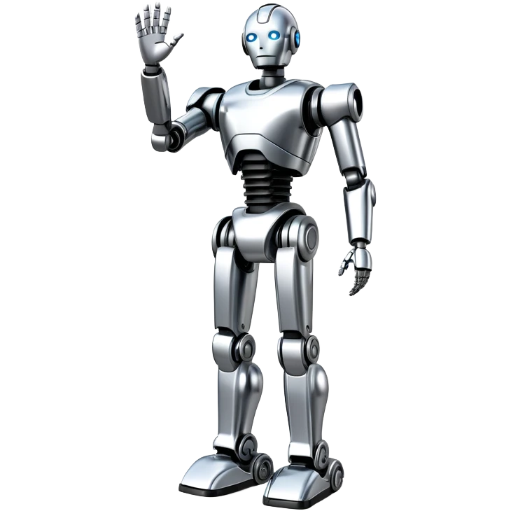 Sorayama robot waving hand full height emoji
