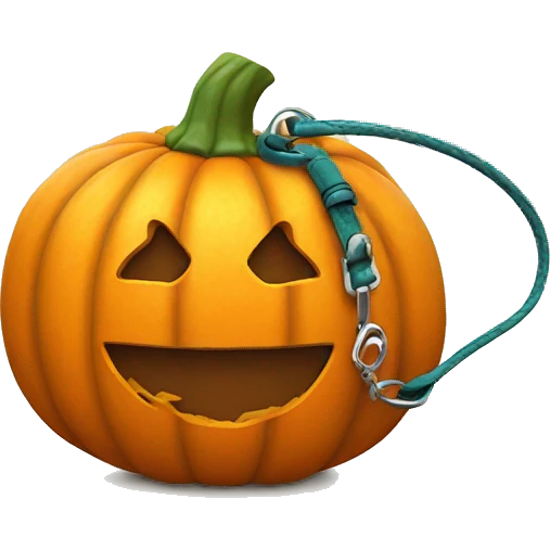 pumpkin with a leash attached to it emoji