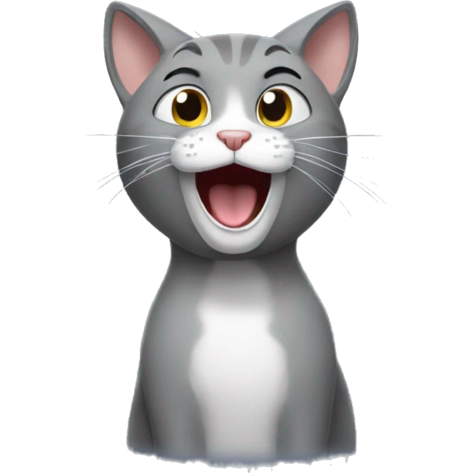 Grey cat singing emoji