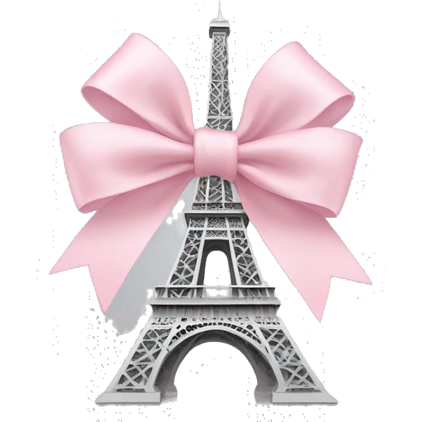 Light grey Eiffel Tower and baby pink bow on top of it emoji