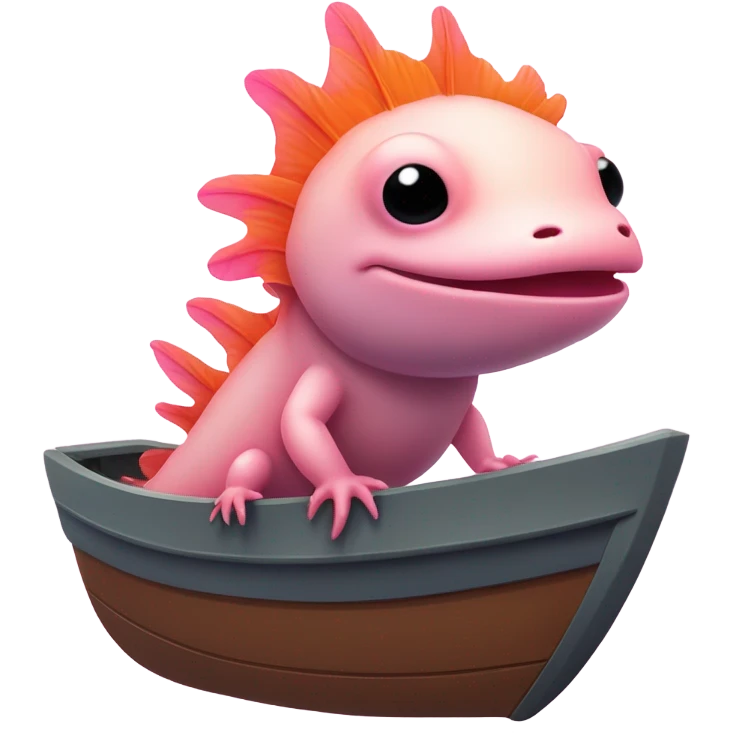 Axolotl driving a boat emoji