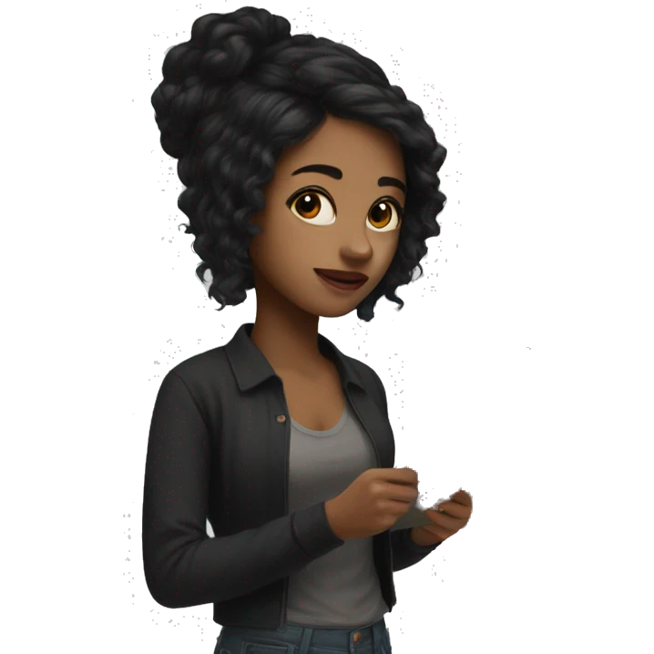 Artist with paintings girl with black hair  emoji