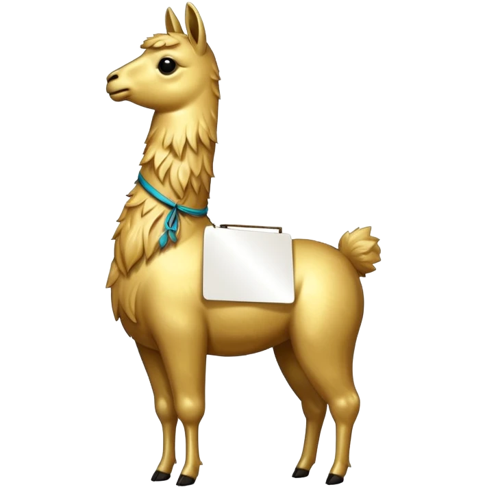 A small golden llama silhouette with a large white sign on its side emoji