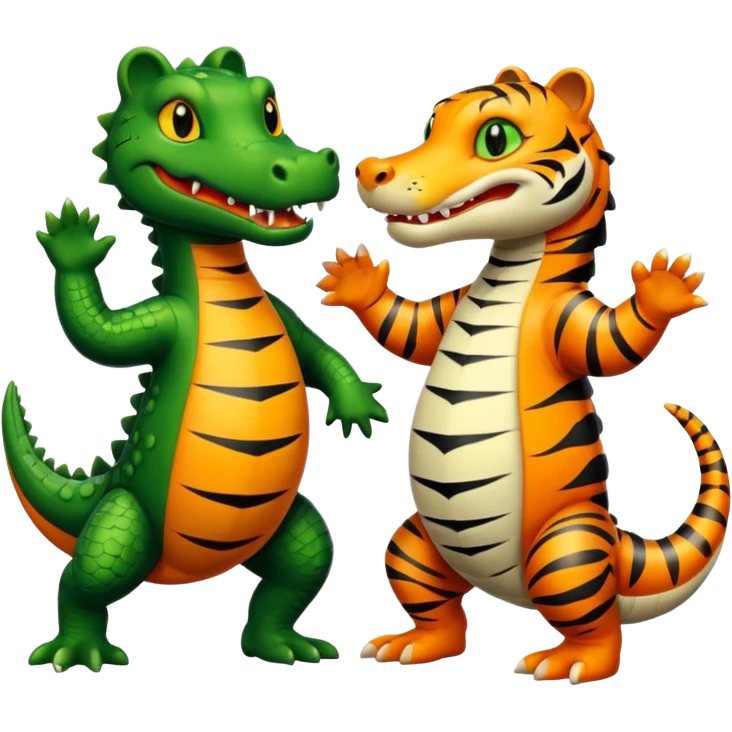Alligator qui danse avec un tigre  emoji