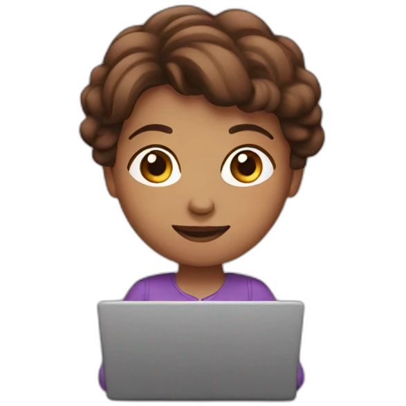 woman with Brown hair with laptop emoji