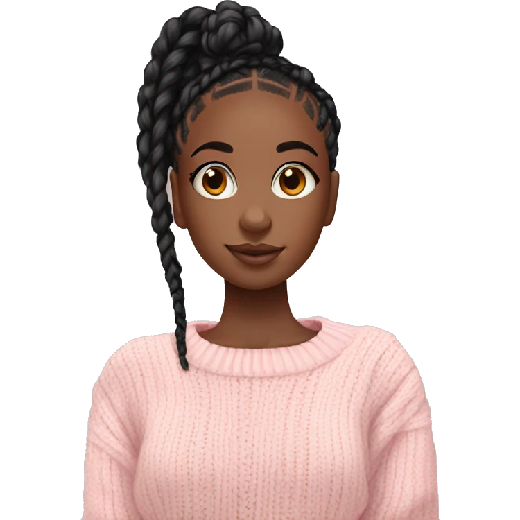 pretty black girl with box braids in light pink sweater cozy emoji