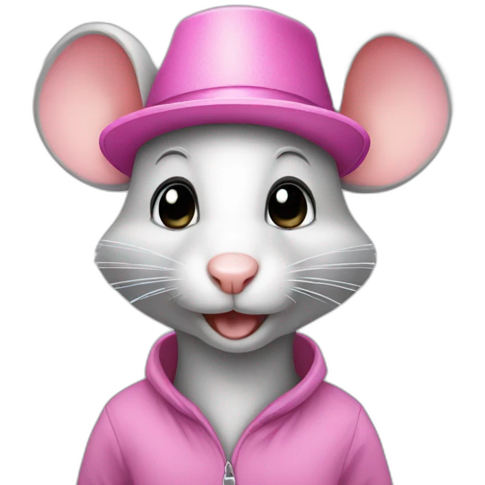 mouse, pink hat emoji
